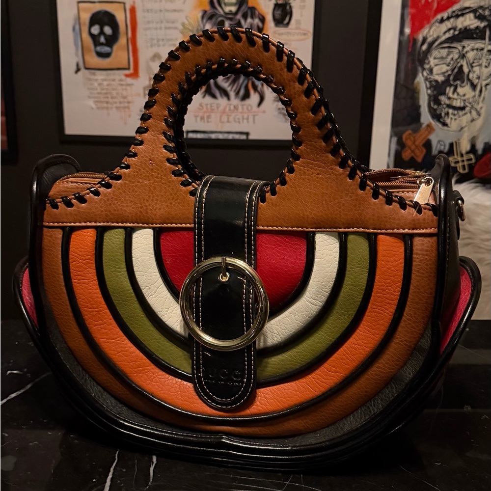 70s Aesthetic Faux Leather Handbag